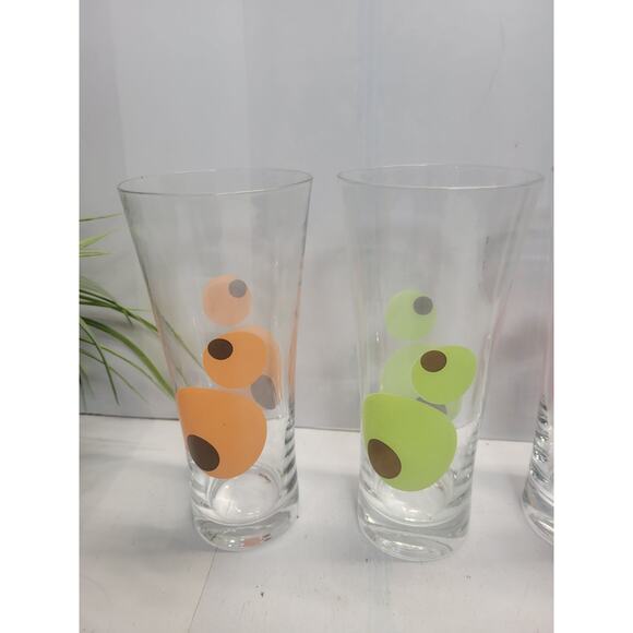 Set of 4 Mid Century Modern Olive Highball Glasses Retro Tumblers Atomic - Picture 2 of 6